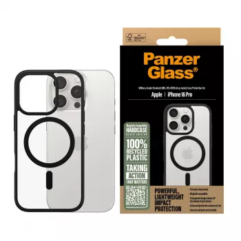 PanzerGlass ® HardCase läbipaistev musta MagSafe ja raamiga iPhone 16 Pro