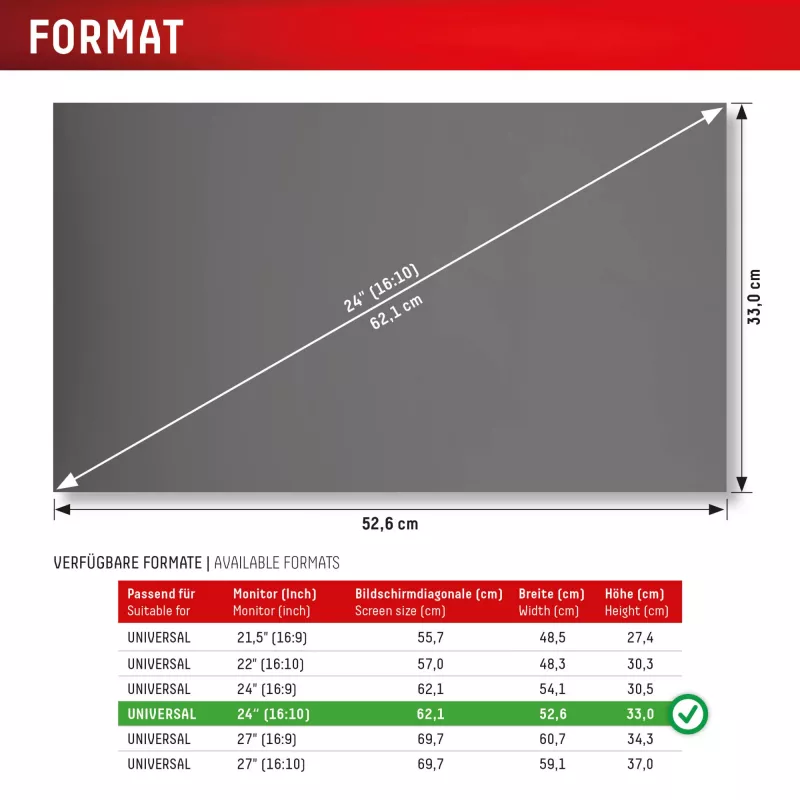 Displex PRIVACY SAFE eemaldatav 2-suunaline privaatsusfilter lauaarvuti monitorile 24'' (16:10)