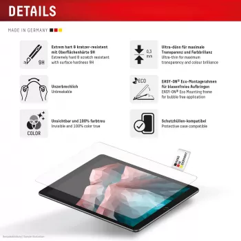Displex Tablet Glass (9H) Samsung Galaxy Tab S10 FE+ jaoks, Eco kinnitusraam, purunematu