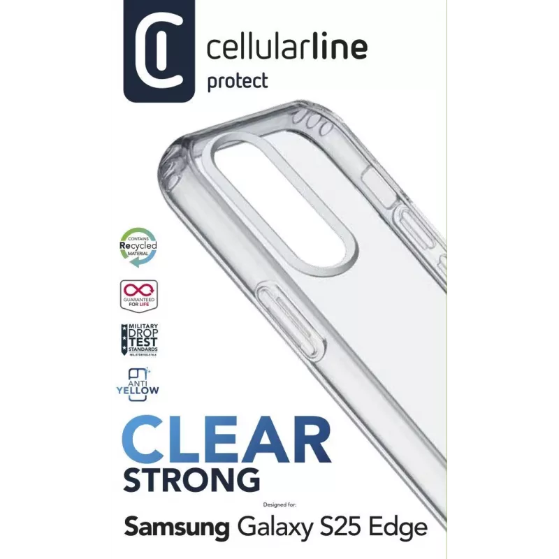 Cellularline Clear Strong - Galaxy S25 Edge kõva ümbris kummist äärtega