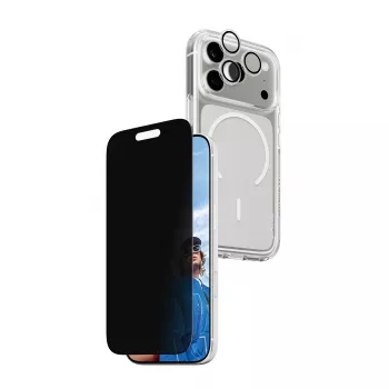 Privaatsusümbris PanzerGlass iPhone 17 Pro jaoks 3-ühes — CARE seeria, privaatsuskaitse, integreeritud kaamerakate