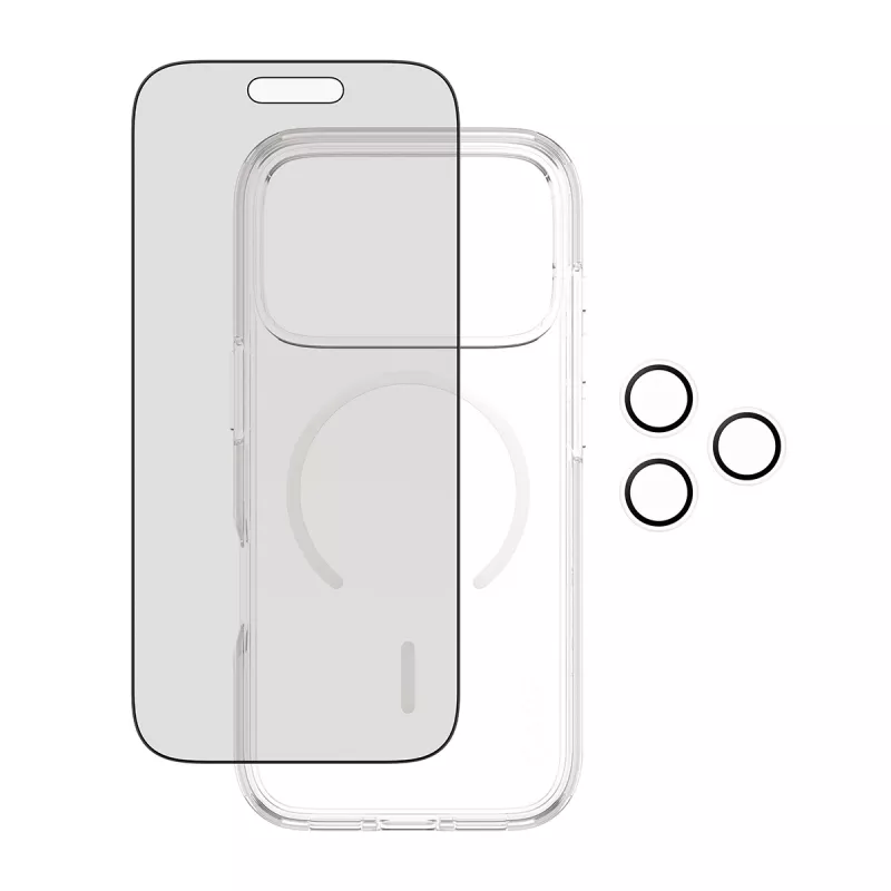 Privaatsusümbris PanzerGlass iPhone 17 Pro jaoks 3-ühes — CARE seeria, privaatsuskaitse, integreeritud kaamerakate