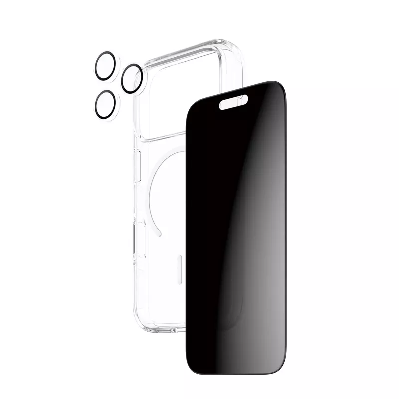 Privaatsusümbris PanzerGlass iPhone 17 Pro jaoks 3-ühes — CARE seeria, privaatsuskaitse, integreeritud kaamerakate