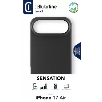 Cellularline Sensation - iPhone Air ülipehme silikoonümbrise pehme puutega viimistlusega, mis sobib ideaalselt teie iPhone Air iga detaili kaitsmiseks elegantselt ja mugavalt.