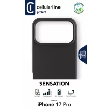 Cellularline Sensation – iPhone 17 Pro ülipehme silikoonümbrus pehme puutetundliku viimistlusega, ideaalne kaitsta elegantselt ja mugavalt iPhone 17 Pro iga detaili.