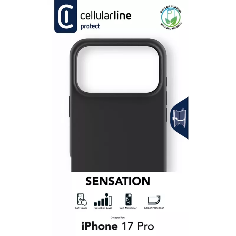 Cellularline Sensation – iPhone 17 Pro ülipehme silikoonümbrus pehme puutetundliku viimistlusega, ideaalne kaitsta elegantselt ja mugavalt iPhone 17 Pro iga detaili.