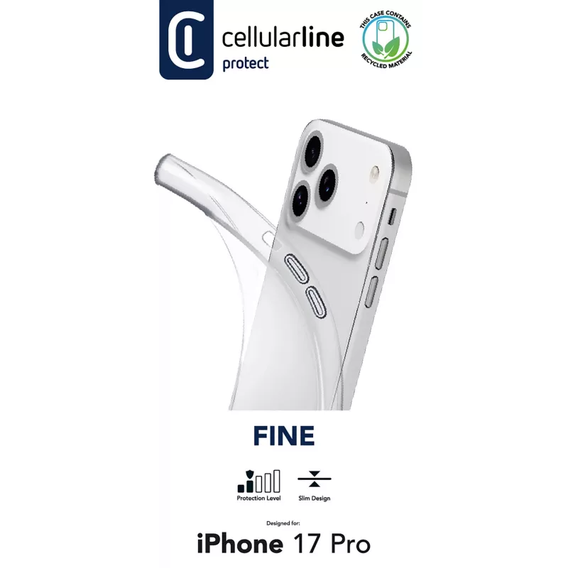 Cellularline Fine - iPhone 17 Pro, ümbris, Apple, iPhone 17 Pro, 16 cm (6.3 tolli), läbipaistev