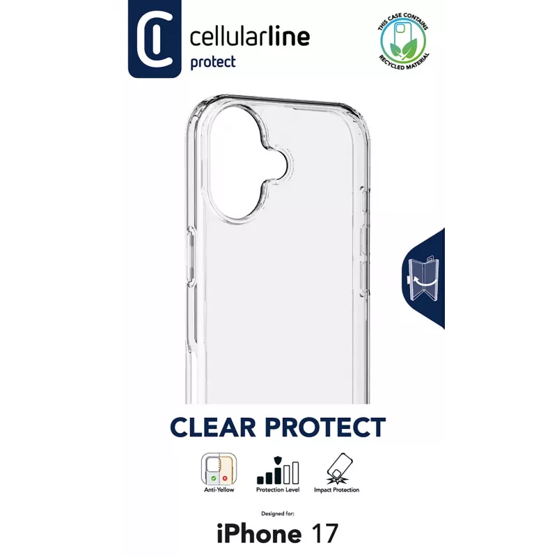 Cellularline Clear Protect - iPhone 17 kõva ümbris kummist servadega