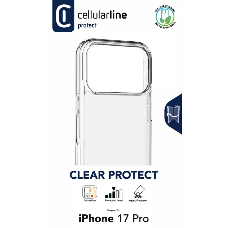 Cellularline Clear Protect - iPhone 17 Pro kõva ümbris kummist äärtega