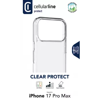 Cellularline Clear Protect – iPhone 17 Pro Max kõva ümbris kummist äärtega