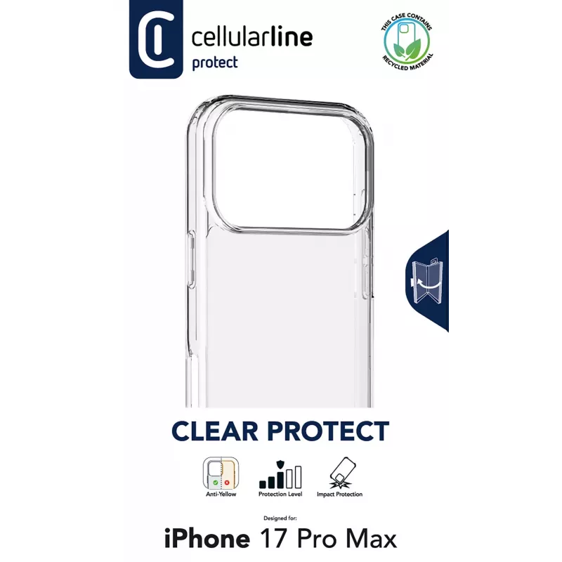 Cellularline Clear Protect – iPhone 17 Pro Max kõva ümbris kummist äärtega
