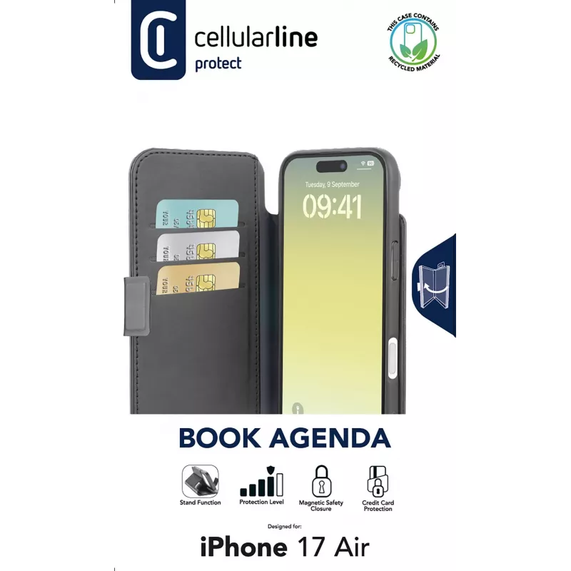 Cellularline Book Agenda - iPhone Air nahaimitatsiooniga raamatustiilis ümbris magnetkinnitusega