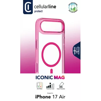 Cellularline Iconic Mag - iPhone Air läbipaistev ümbris värviliste äärtega, ühildub Magsafe ökosüsteemiga