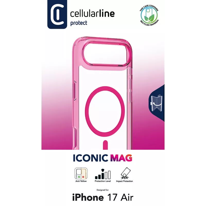 Cellularline Iconic Mag - iPhone Air läbipaistev ümbris värviliste äärtega, ühildub Magsafe ökosüsteemiga