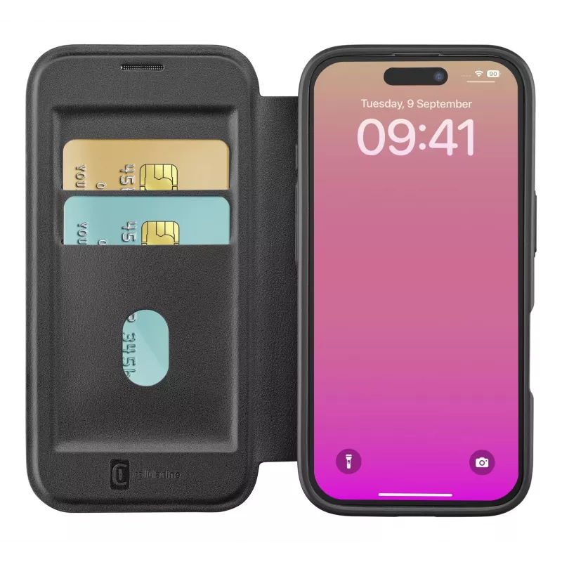 Cellularline Daily Mag - iPhone 17 raamatustiilis ümbris poolläbipaistva kõva tagaküljega, ühildub Magsafe® ökosüsteemiga