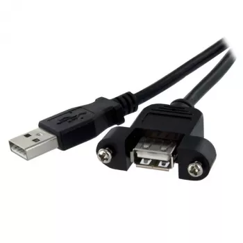 StarTech.com 1 jalane paneelikinnitusega USB-kaabel A kuni A - I/E, 0,3 m, USB A, USB A, USB 2.0, Isane/Emane, Must