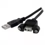 StarTech.com 1 jalane paneelikinnitusega USB-kaabel A kuni A - I/E, 0,3 m, USB A, USB A, USB 2.0, Isane/Emane, Must