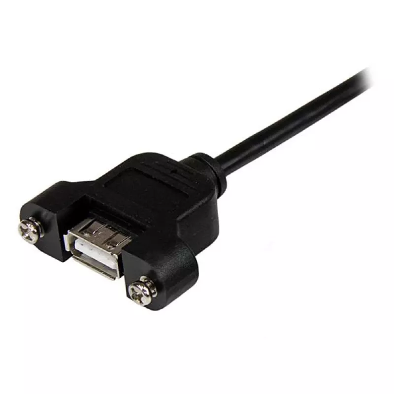 StarTech.com 1 jalane paneelikinnitusega USB-kaabel A kuni A - I/E, 0,3 m, USB A, USB A, USB 2.0, Isane/Emane, Must
