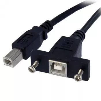 StarTech.com 3 ft paneelikinnitusega USB-kaabel B B-le - F/M, 0,91 m, USB B, USB B, USB 2.0, 0,48 Gbit/s, Must