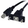 StarTech.com 3 ft paneelikinnitusega USB-kaabel B B-le - F/M, 0,91 m, USB B, USB B, USB 2.0, 0,48 Gbit/s, Must
