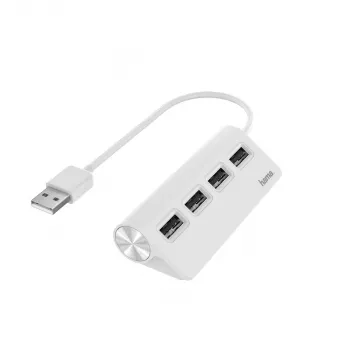 Hama 00200120 liidesejaotur USB 2.0 480 Mbit/s Valge