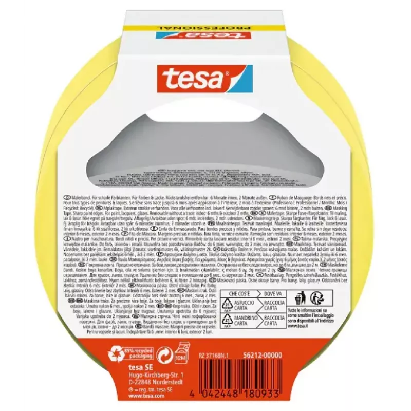 Kleebiplint Tesa 56212-00000-02, maalriteip, 25 m × 25 mm, kollane, 2 tk
