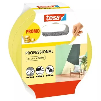 Kleebiplint Tesa 56212-00000-02, maalriteip, 25 m × 25 mm, kollane, 2 tk