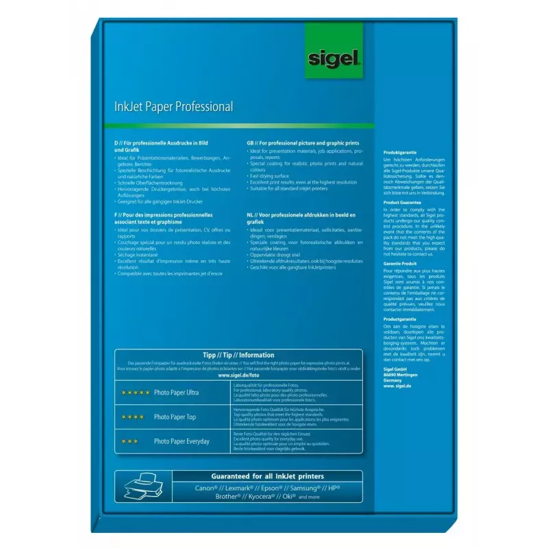 Printing Paper A4 Sigel IP288 Matte 200 Sheets Valge