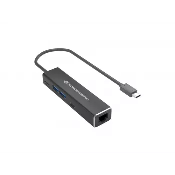 Conceptronic ABBY14B 2.5G Ethernet USB 3.2 Gen 1 adapter USB-jaoturiga, 2.5GbE, USB-A x 2, USB-C x 2