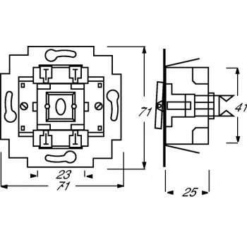 Elektrilüliti 1P Busch-Jaeger 1413-0-0491 — 1-pooluseline, 250 V AC, 10 A, Sinine metallik, 71×71×25 mm