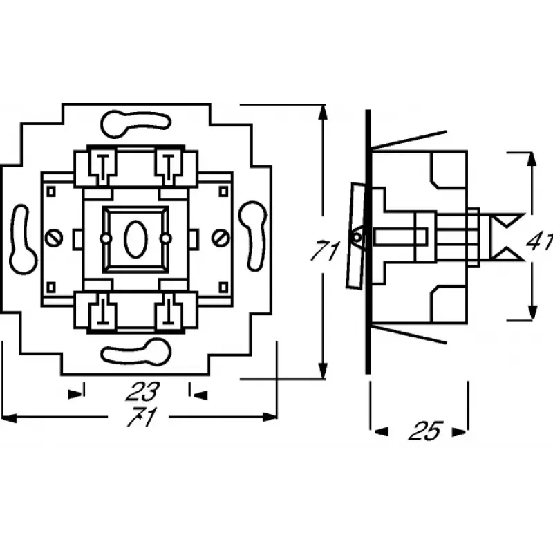 Elektrilüliti 1P Busch-Jaeger 1413-0-0491 — 1-pooluseline, 250 V AC, 10 A, Sinine metallik, 71×71×25 mm