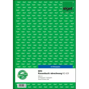 Sigel KG429 kassaraamat maksusiiniga (EDV), A4, 2 x 50 lehekülge
