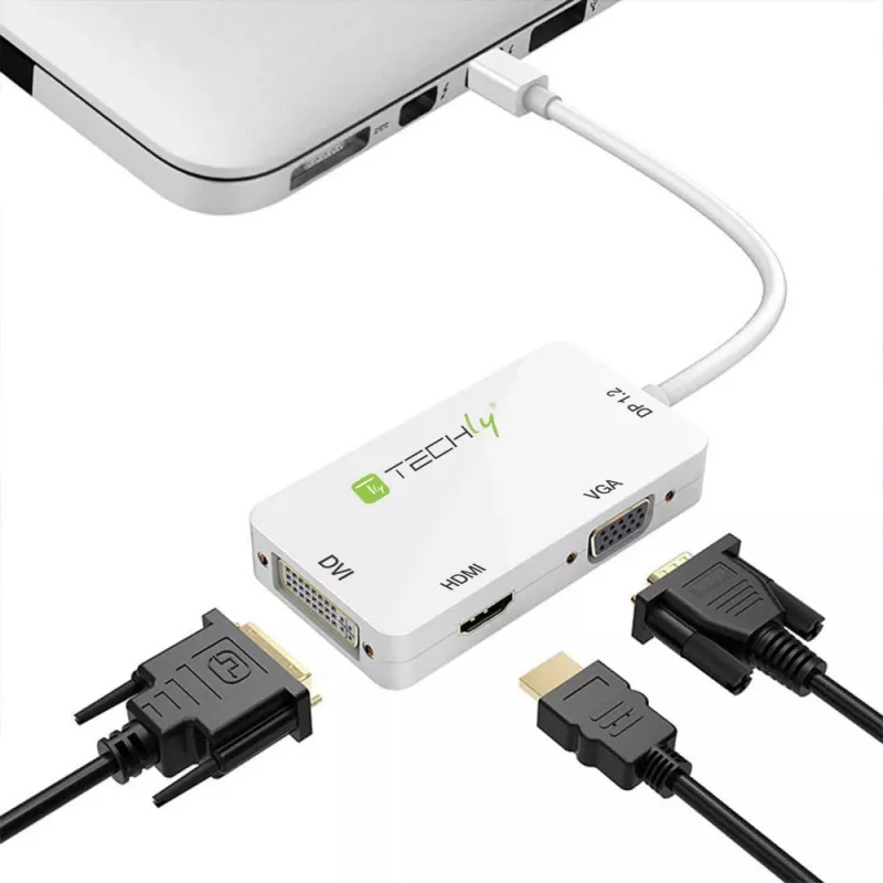 Techly Adapter 3-in-1 Mini DisplayPort (Thunderbolt) HDMI-le / DVI-le / VGA-le IADAP MDP-COMBOF12