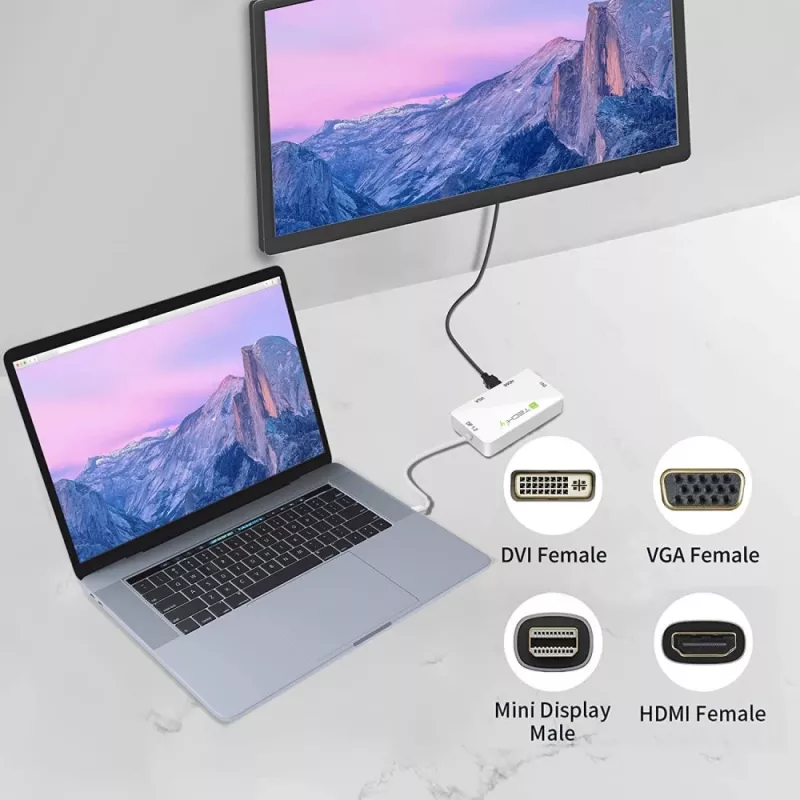 Techly Adapter 3-in-1 Mini DisplayPort (Thunderbolt) HDMI-le / DVI-le / VGA-le IADAP MDP-COMBOF12