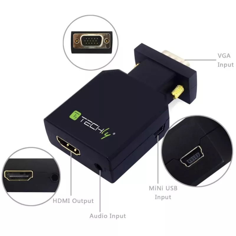 Techly Mini Converter VGA ja Audio HDMI-ks IDATA VGA-HDMINI