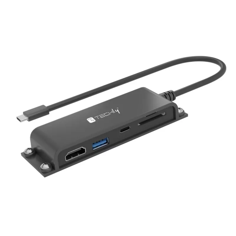 Techly IADAP-USBC-935 sülearvuti dokk/portide paljundaja Juhtmega USB 3.2 Gen 1 (3.1 Gen 1) USB-C Must