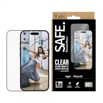 Ekraanikaitse PanzerGlass SAFE iPhone 17 Ultra‑Wide Fit musta raamiga