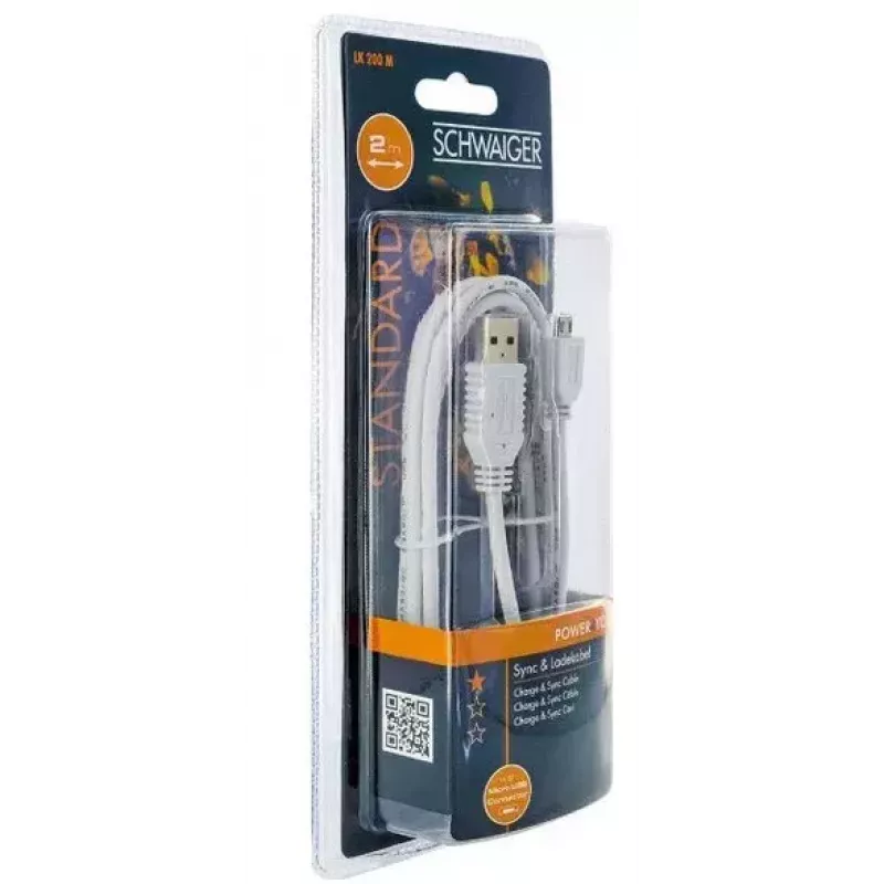 USB-kaabel Schwaiger LK200M532 2m USB A Micro-USB A Valge