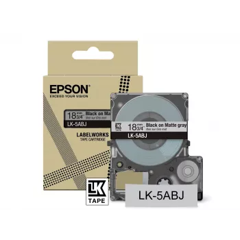Epson matiteip – hall/must 18 mm (8 m) – LK-5ABJ, must hallil, LK, Rhino, LabelWorks LW-C410, LabelWorks LW-C610, 1,8 cm, 8 m