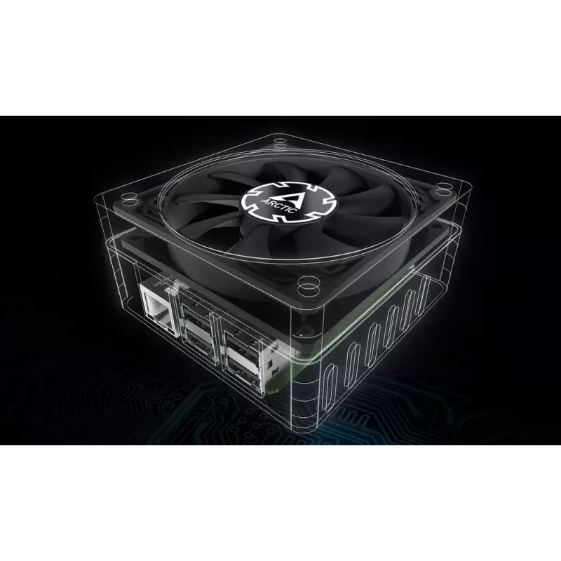 Fan Arctic P8 õhuke PWM PST 80mm madalprofiil 38,23 m³/h vedeldünaamiline laager must