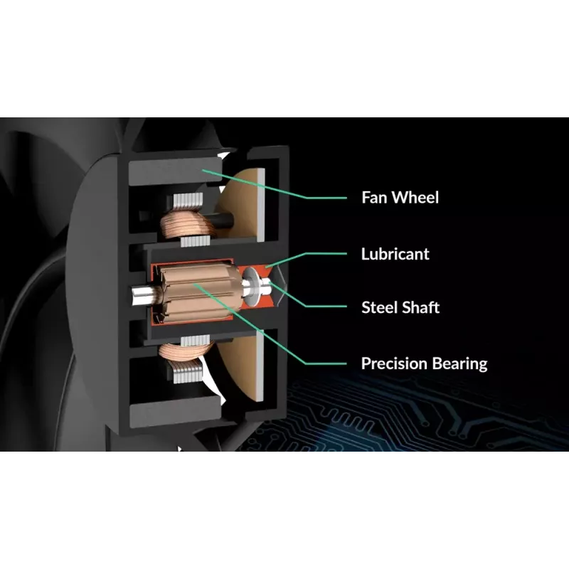Fan Arctic P8 õhuke PWM PST 80mm madalprofiil 38,23 m³/h vedeldünaamiline laager must