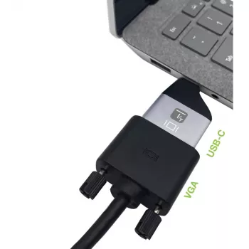 Techly IADAP USBC-VGAC USB-graafikaadapter 1920 x 1200 pikslit Must, Hõbedane