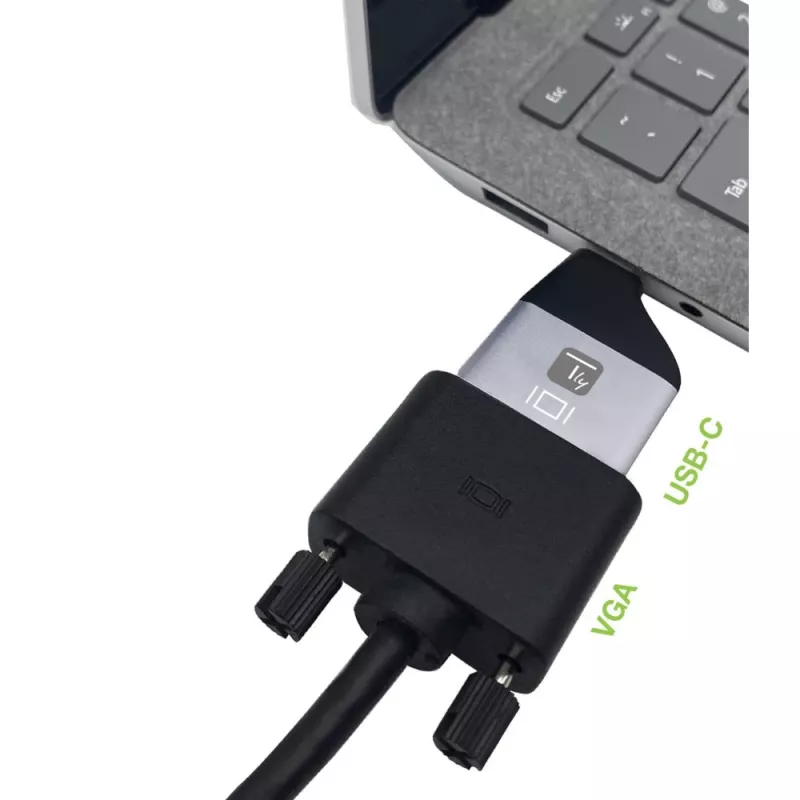 Techly IADAP USBC-VGAC USB-graafikaadapter 1920 x 1200 pikslit Must, Hõbedane