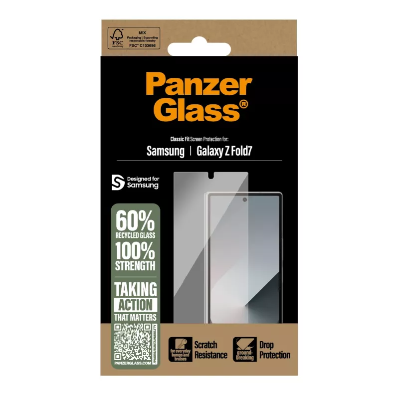 Ekraanikaitse PanzerGlass Samsung Galaxy Z Fold7 jaoks — Ultra-Wide Fit