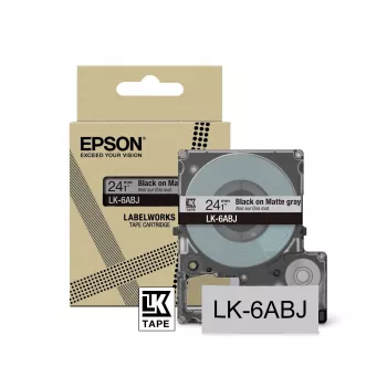 Epson Matte Tape – Hall/Must 24mm(8m) – LK-6ABJ, Must hallil, LK, Must, Hall, Epson, LabelWorks LW-C610, 2,4 cm