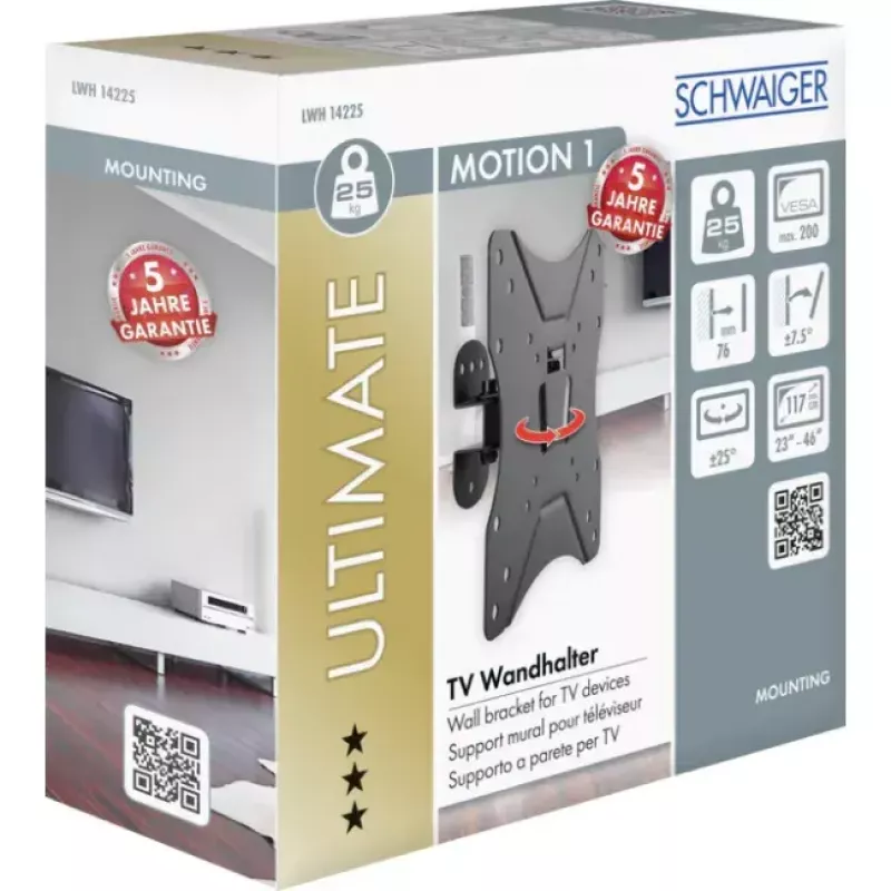 Seinale kinnitatav telerialus Schwaiger LWH14225 513 Must