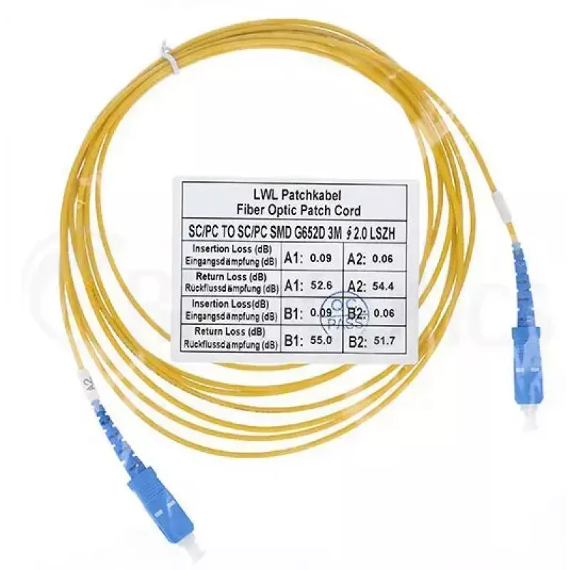 Kiudoptiline kaabel BlueOptics SFP2222BU5MK SC G.657.A1 5 m Kollane