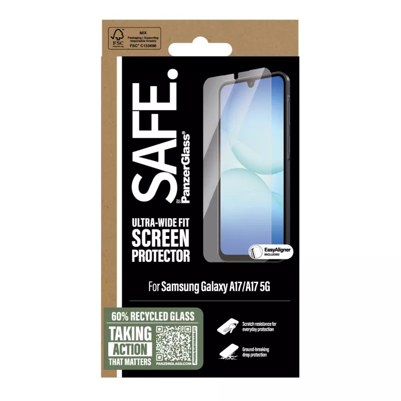 PanzerGlass SAFE. by ® ekraanikaitse Samsung Galaxy A17 | A17 5G | Ultra-Wide Fit koos EasyAligneriga