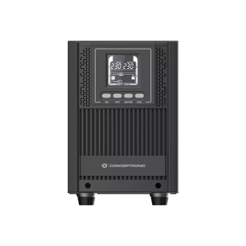 Conceptronic ZEUS52E2K 2000VA 1800W võrgutoitega torn-UPS, IEC, topeltmuundus (võrgutoide), 2 kVA, 1800 W, siinus, 220 V, 240 V