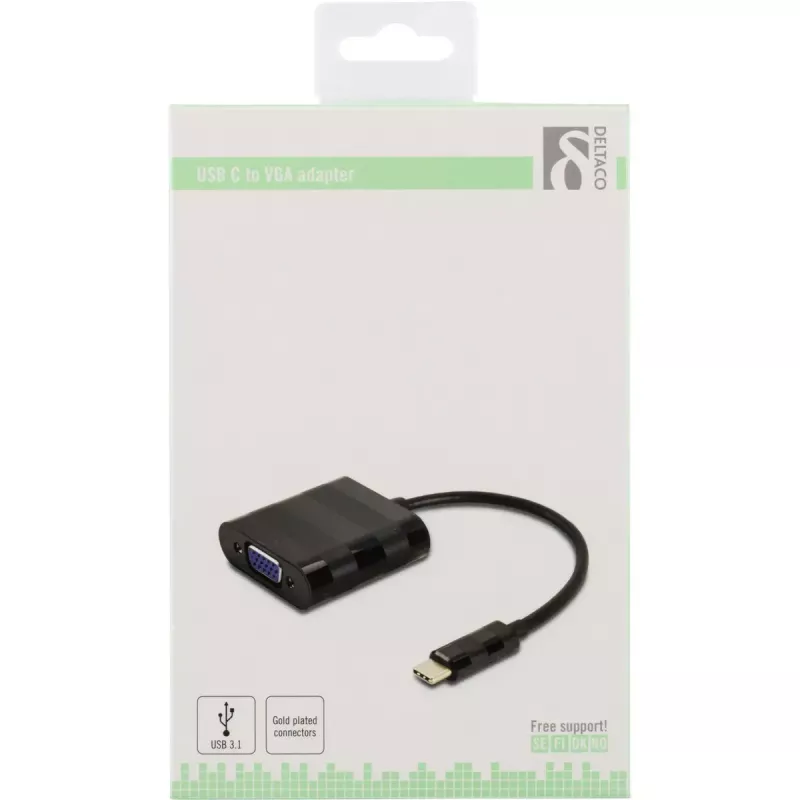 Videokaabli adapter Deltaco USBC-VGA